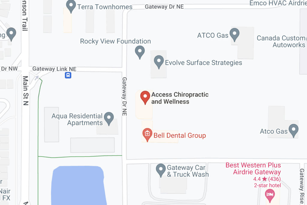 google map showing Airdrie chiropractor clinic Access Chiropractic and Wellness